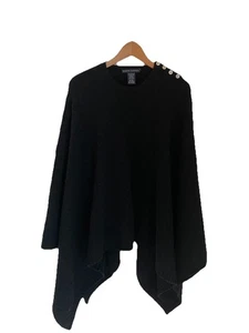 Ralph Lauren Poncho Capa Suéter/Mezcla Lana Tejido/Negro Simplemente Precioso - Imagen 1 de 11