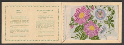 Kensitas WIX tobacco Silk flower Postcard Dahlia Passion Flower Folder type A - Image 1 of 2