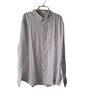 Short Fin Resort Wear White Comfort Linen Button Down Long Sleeve Shirt - XXXL - Picture 1 of 12