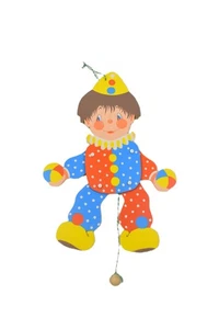 GERMAN WOODEN CLOWN HANDMADE TOY GROSSMANN HAMPELMANN JUMPING JACK PULL STRING - Picture 1 of 6