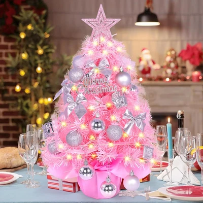 Albero Di Natale Piccolo, 60Cm Rosa Albero, Mini Albero Di Natale Con Luci LED,  - Immagine 1 di 4