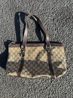 Authentic Gucci Monogram Canvas Small Abbey Tote Shoulder Bag Used - Image 1 of 4
