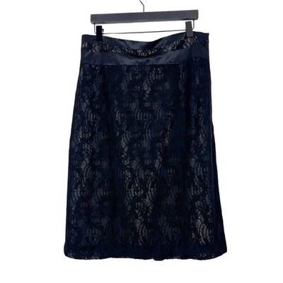 Worthington Black Lace Midi Pencil Skirt Sz 16 Lined Elegant Evening Party Chic - Image 1 of 4
