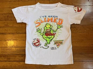 VINTAGE Ghostbusters Slimer I’ve Been Slimed Shirt Youth Medium White Green 80s - Picture 1 of 11