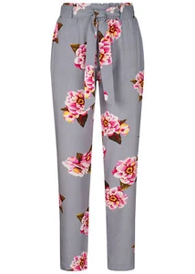 Pantalones de mujer Hailys Paperbag verano pantalones flores 2 bolsillos gris N20073476 - Imagen 1 de 3