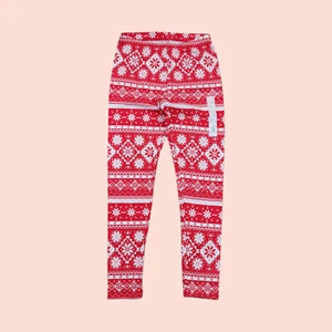 SO GIRLS RED/WHITE Winter FAIRISLE PRINT100% COTTON LEGGINGS NWT SIZE M, L, XL - Picture 1 of 1