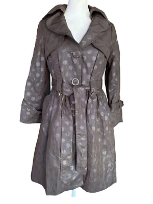 Nicola Bertti Jacket Size Small Metallic Brown Dotted Belted Missing Button NEW - Image 1 of 4