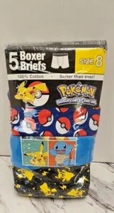 Pokemon Boy's Boxer Briefs 5-Pair Underwear 100% Combed Cotton Size 8 New - Picture 1 of 2