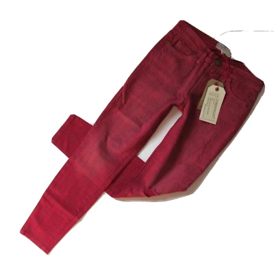 NWT Current/Elliott The Stiletto in Red Coral Bandana Stretch Skinny Jeans 25 - Image 1 of 4