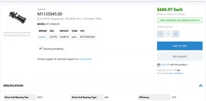 Leeson DC Gearmotor M1135045.00 1/4 HP 90V, 10:1 Ratio – New In Box Free Ship - Picture 1 of 5