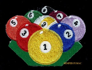 BILLARD BALLS RACK LUCKY EIGHT 8TH BALL HAT PATCH POOL SPORT PIN UP GIFT QUILT - Picture 1 of 12