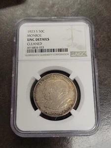 1923 S Monroe Commemorative Half Dollar 50C NGC UNC Details - Picture 1 of 4