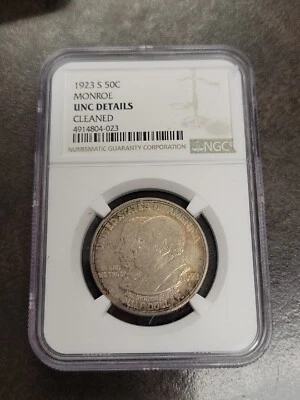 1923 S Monroe Commemorative Half Dollar 50C NGC UNC Details - Image 1 of 4