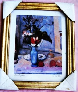 Vtge New Paul Cezanne reproduction "Le Vase Bleu" Assembled in Mexico Gold Frame - Picture 1 of 4