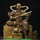 12.5'' Old Dynasty Pure Bronze Gilt Sit Xuanwu Zhenwu Dadi Emperor Sword Statue