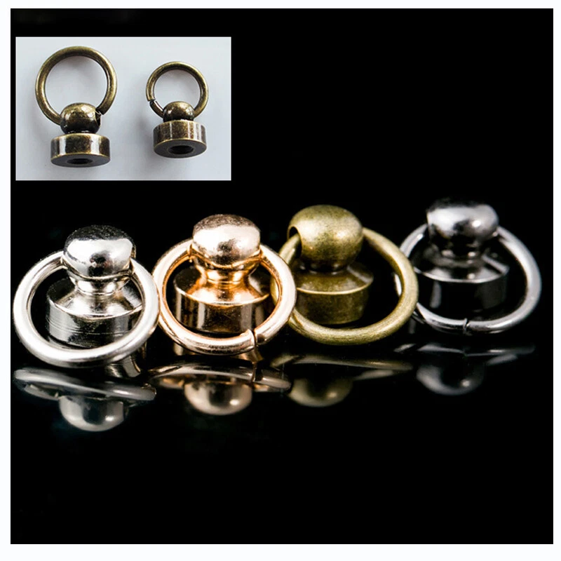 Bola Giratoria Perno con Anillo Cuero Artesanía Tornillo Remache Cuello 8mm 9mm Foto 1 de 4