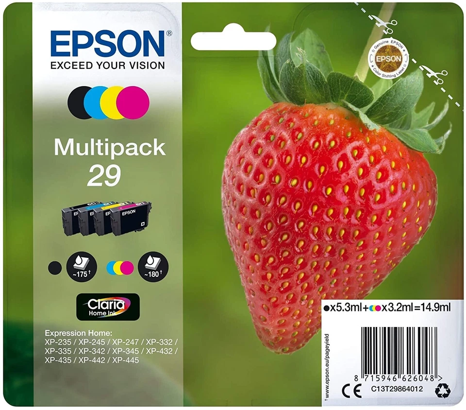 CARTUCCIA EPSON 29 FRAGOLA ORIGINALE - MULTIPACK COLORI - Immagine 1 di 1