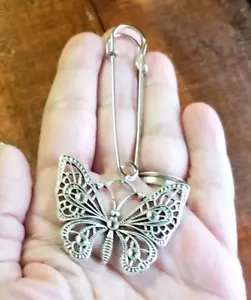 Large Safety Pin Brooch, Butterfly Pin, Butterfly Brooch, Safely Pins, Large Pin - Picture 1 of 6