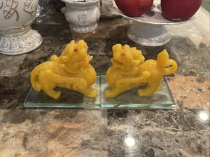 Pair of 4.5” Feng Shui Pi Yao Pi Xiu Pi Sou Statues Wealth Luck Protection Decor - Picture 1 of 9