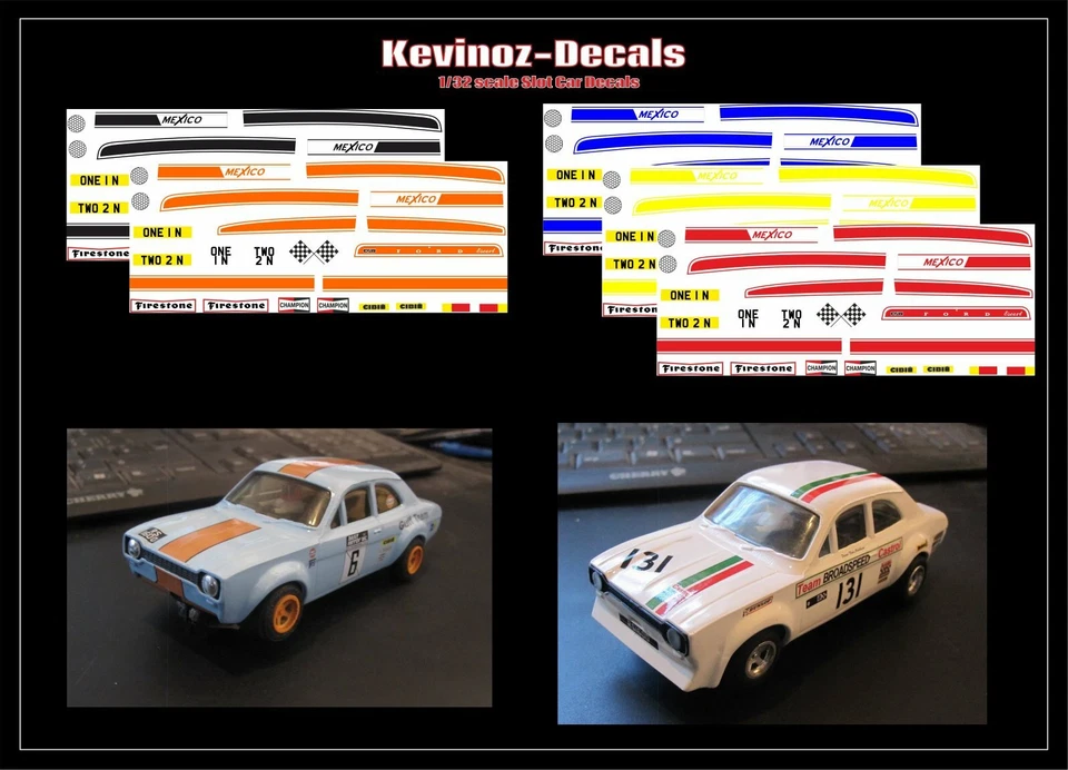 1/32 Scale Decals for Scalextric Ford Escort Mk1. Fits old/new models - image 1 of 1