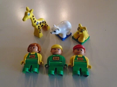 Lego Duplo People ~ Vintage Zoo Workers With Baby Animals - Image 1 of 2