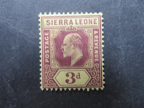 1909 Sierra Leone 3d Purple/Yellow SG104 Mounted Mint Cover