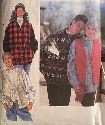 VINTAGE CUT 1995 'SIMPLICITY' OVERSIZE JACKET & VEST PATTERN 9727 LG / X LG - Image 1 of 2