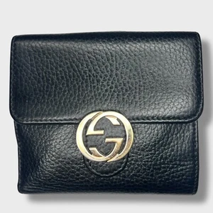 Gucci GG Marmont Trifold Wallet Black Leather - Picture 1 of 7