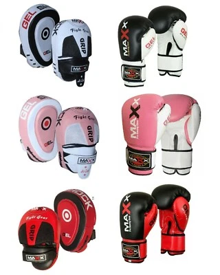 MAXX PRO BOXING GEAR Boxhandschuhe und Focus Pads Set Hook Jabs Handschuhe Boxsack Pad Pad Mma Glove
