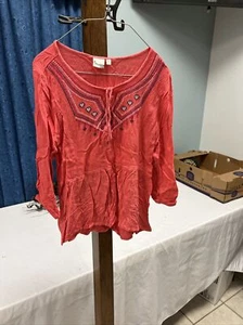 Girls Shirt Mudd Pink Embroidered 3/4 Sleeve Babydoll Top size 14 - Picture 1 of 3