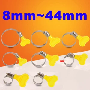 8mm~44mm Garden Hose Clips Zinc Alloy Domestic Clamps Pipe Plastic Yellow Handle - Picture 1 of 20