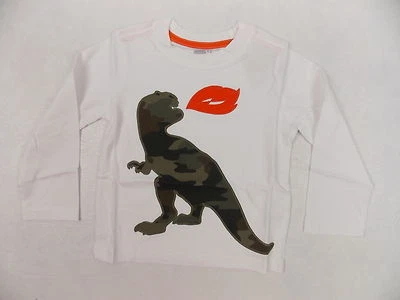 Camiseta Crazy 8 infantil manga longa dinossauro respira fogo branca 2T nova com etiquetas #7640 - Imagem 1 de 4