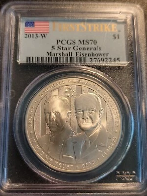 2013-W 5 Star General Commemorative Silver Dollar FS Label PCGS MS-70 - Image 1 of 2