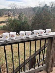 Corning Ware Corelle Abundance Coffee Cups Mugs Set of 7 Fruit Pattern - Picture 1 of 5