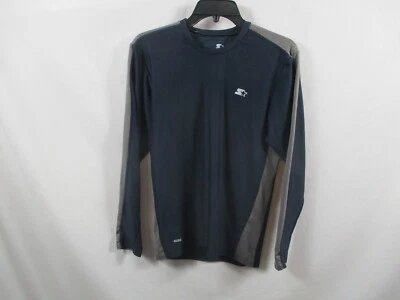 Starter Womens Shirt Large Blue Long Sleeve Round Neck Athletic Polyester Gray — 第 1/4 张图片