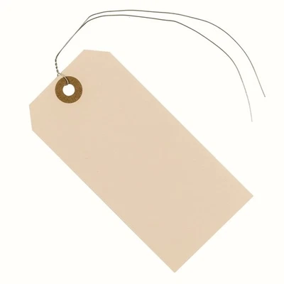 EZDOM Label Tags with Wire Attached - 4 3/4" x 2 3/8" Box of 100 Blank Manila Tags ...