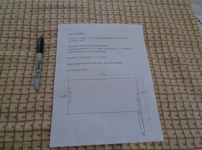 China Seas Fabric Original Geometric hand print Fez Linen 55X25" Camel Brown - Image 1 of 3