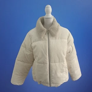Free Assembly Coat Ivory Corduroy Zip Front Fleece Collar Jacket Sz Med NWT - Picture 1 of 9