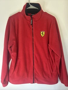 2002 Authentic Ferrari Fleece Zip Up Crewneck Mens Size Medium Racing Red Jacket - Picture 1 of 15