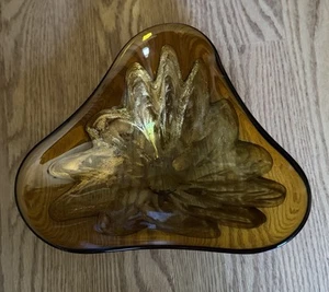 Murano Casa Principessa Piatto Arte Vetro Ambra Ciotola Oro Macchia MCM Vintage anni 60 - Foto 1 di 8
