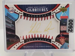2007 Upper Deck Sweet Spot Signatures RED STITCH & GOLD Auto Nolan Ryan 43/75 - Picture 1 of 3