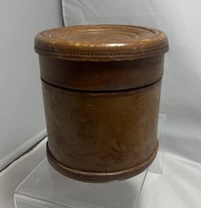 Antike Leder Halsband Schatulle Löwe & Einhorn Wappen London massiv Leder Lack 1882 - Bild 1 von 6