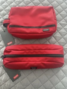 Set Of Two Red Tumi Zip Pouches New With Tags - Picture 1 of 6