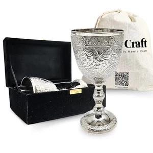 Cáliz Vintage Copa Comunión Chapado en Plata Latón Boho Decoración Copa de Vino... - Imagen 1 de 5