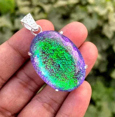 Ciondolo in argento massiccio 925 doppio opale di fuoco monarca ovale 100... - Immagine 1 di 4