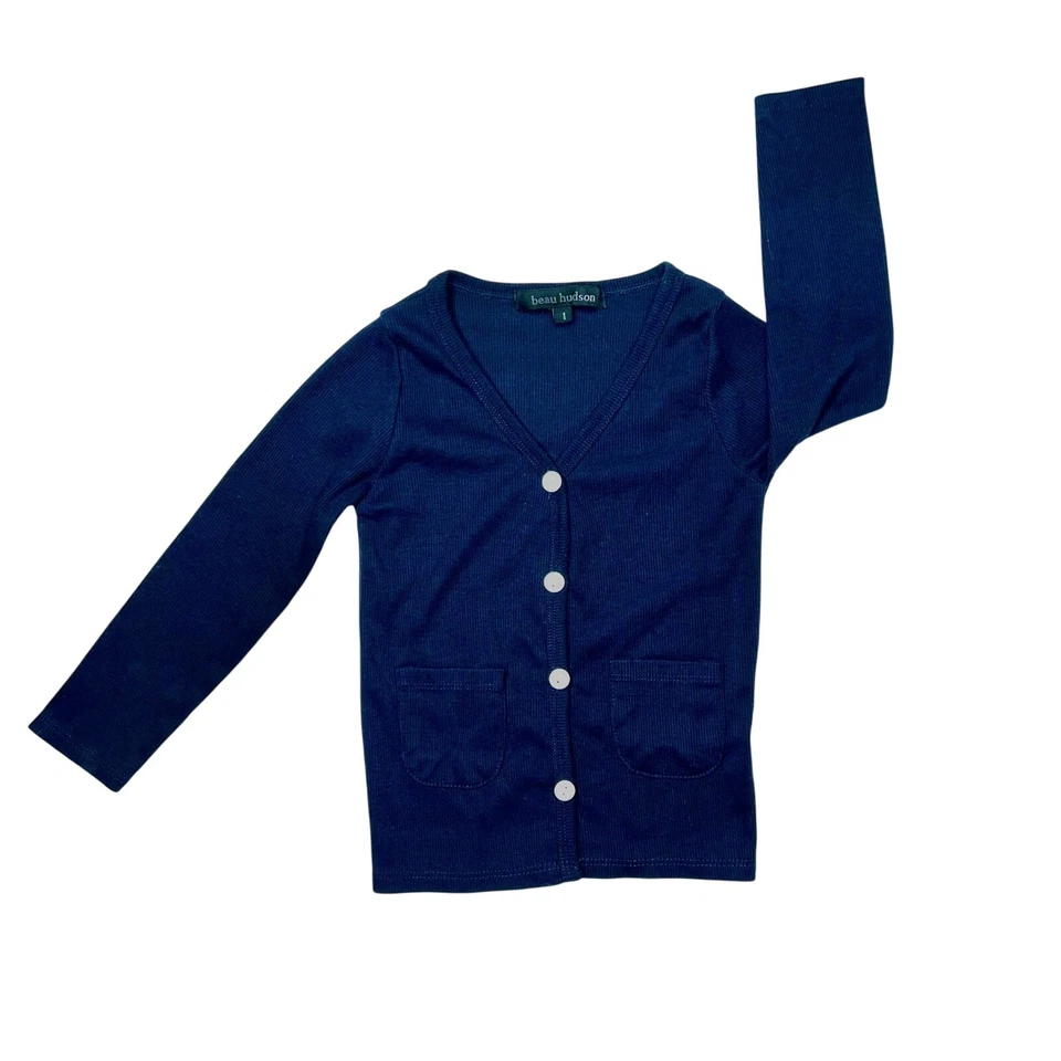 Beau Hudson Toddler Button Up Blue Ribbed Knit Cardigan Sz 1 US 2T Toddler - Image 1 of 4
