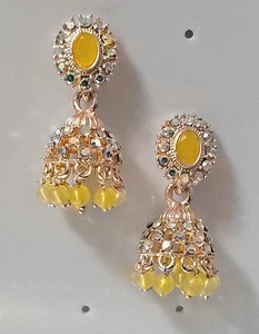Cute Faux Pearl N Stone Festive Jhumka Earrings for Women/Teens –Ethnic Style - Picture 1 of 39