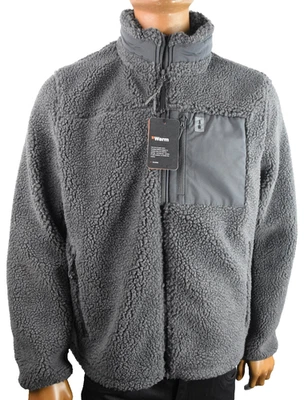 Jaqueta de Lã Sherpa Quente Masculina Bass Outdoor Nova Extra Grande Cinza Bolsos com Zíper Completo - Imagem 1 de 4