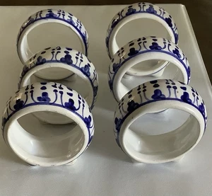 Servilleteros Azul Blanco Floral Porcelana Cerámica Vintage Set 6 Filipinas (120ia - Imagen 1 de 7