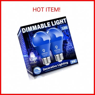 2 Pack A19 LED Blue Light Bulb,9 Watt Blue Lights Equivalent 100 Watt Colored Li - Image 1 of 2